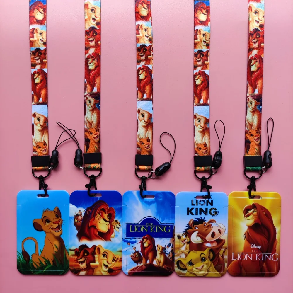 Disney The Lion King ID Card Holder Lanyards Simba Men Neck Strap Credit Card Case Boys Badge Holder Retractable Clip