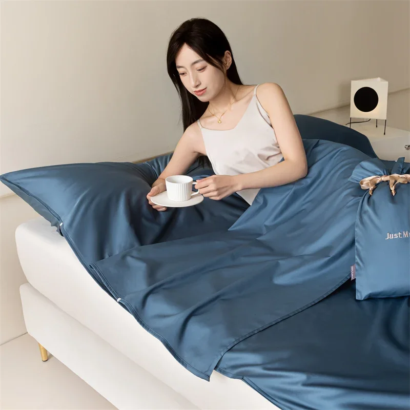 100% Cotton Bedding Set Travel Hotels Dit-proof Sleeping Bag,Soft Skin-friendly Three -in-one Duvet Cover Bed Sheet Pillowcases