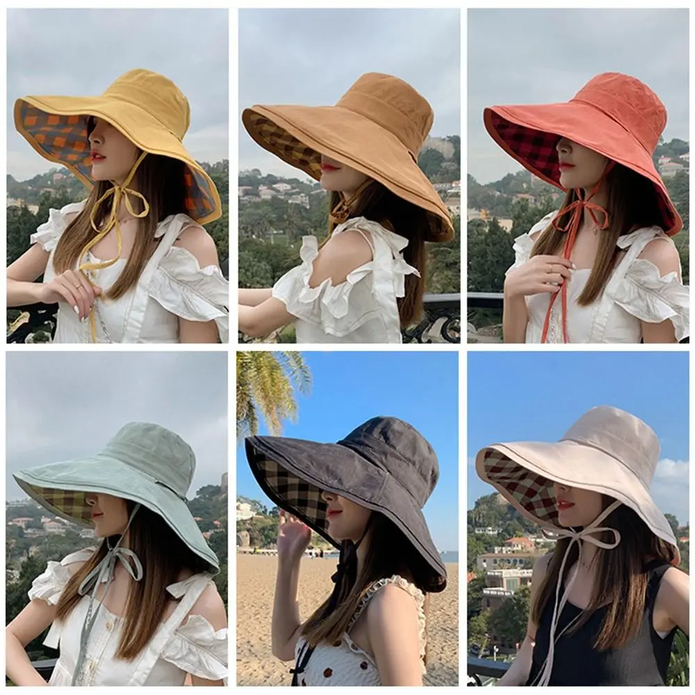 

Double-sided Fisherman Hat Elegance Foldable Summer Wide Brim Sunhat Korean Style Lightweight Sun Protection Hats Travel