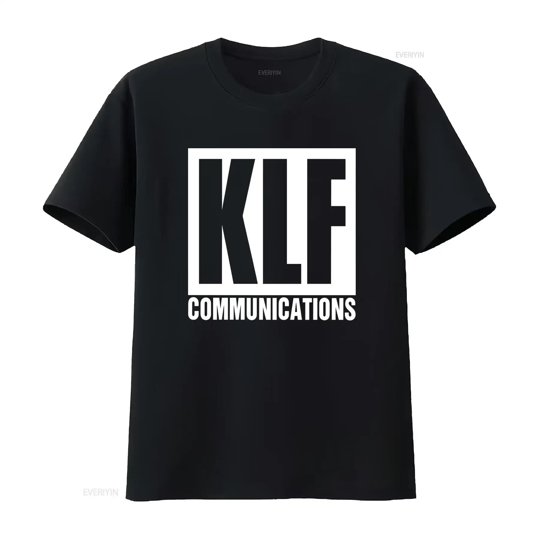 Vintage Electronic Music KLF Communications Print Black White Streetwear Casual T Shirt vintage Washed Stylish Versatile