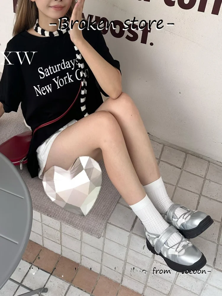 

D Home Design Серебряная кожа Thi Bot Ballet Function oes Женская ретро Мэри Джейн Повседневная Sports oes Faionable Leisu...