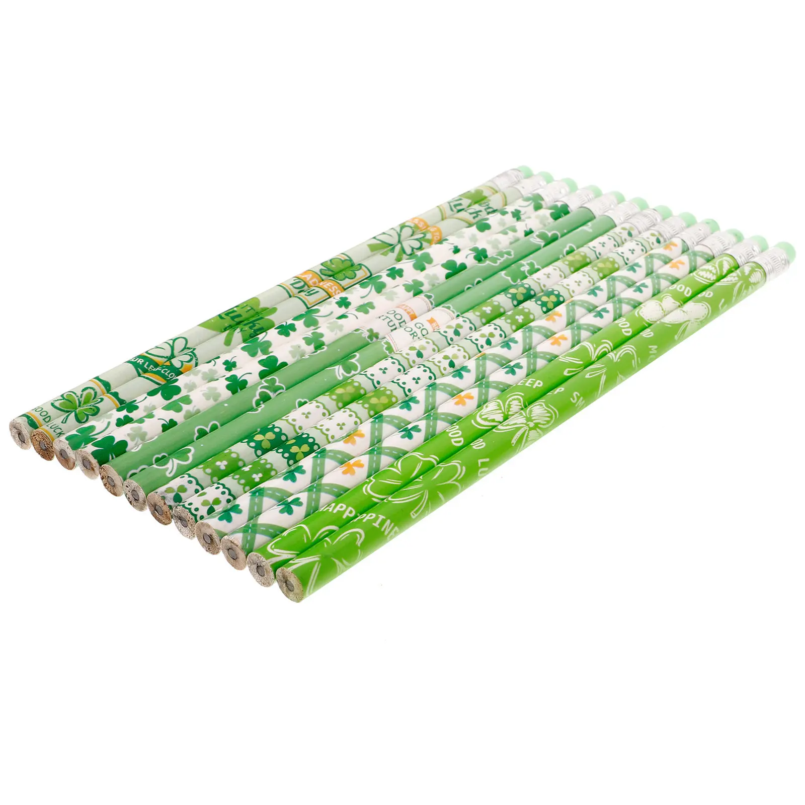 

12Pcs Four Leaf Clover Pencils Non-Fading Colors Comfortable Grip School Writing Drawing Sketch Pencils St Patrick Day Party