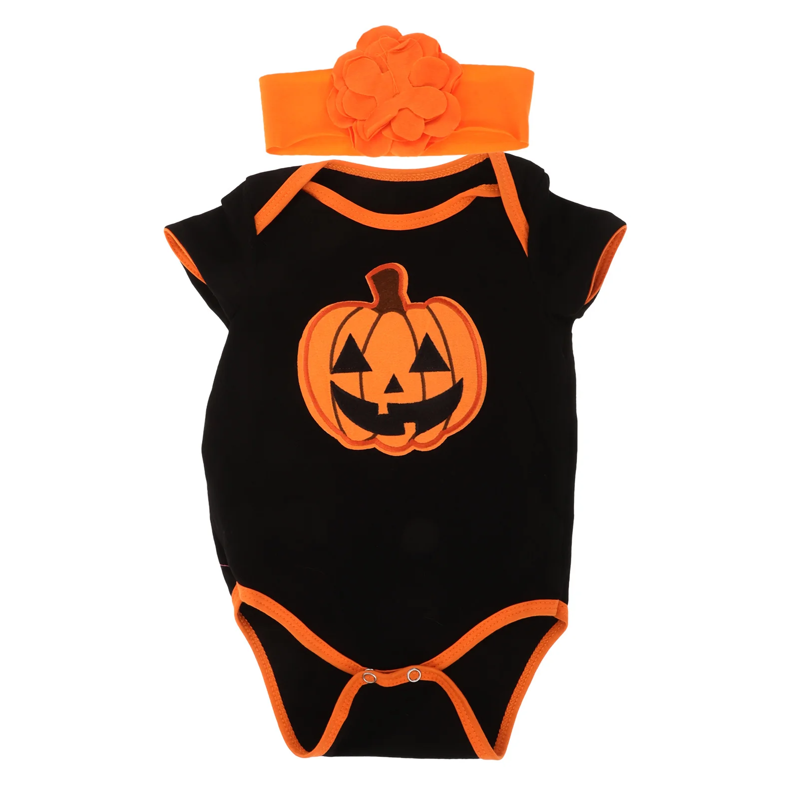 

Infant Pumpkin Halloween Costume Bodysuit Soft Baby Girl Boy Fall Outfit Newborn Party Short Sleeve Set