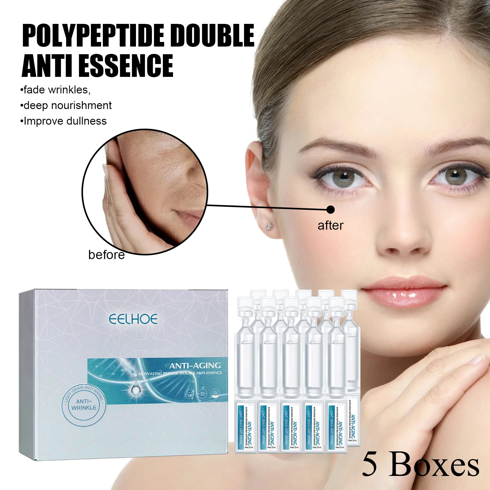 Polypeptide Double Anti Wrinkle Essence Deep Nourish Improves Dryness Skin Lifts & Tightens Face Anti-Aging Skincare Product Kit