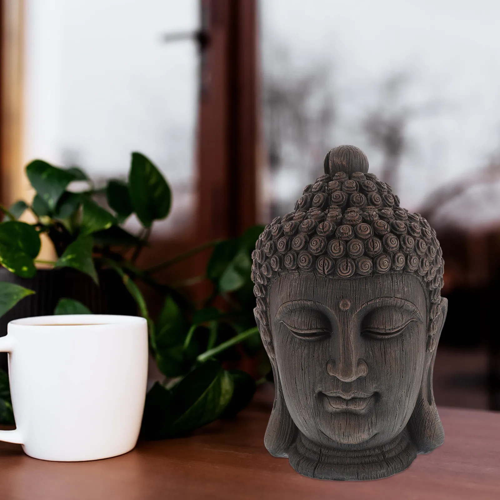 Statue de Bouddha en résine, style d'Asie du Sud-Est, finition bronze imitation, pose méditative tranquille, décoration pour la maison, le bureau, le jardin, l'étagère, spirituelle