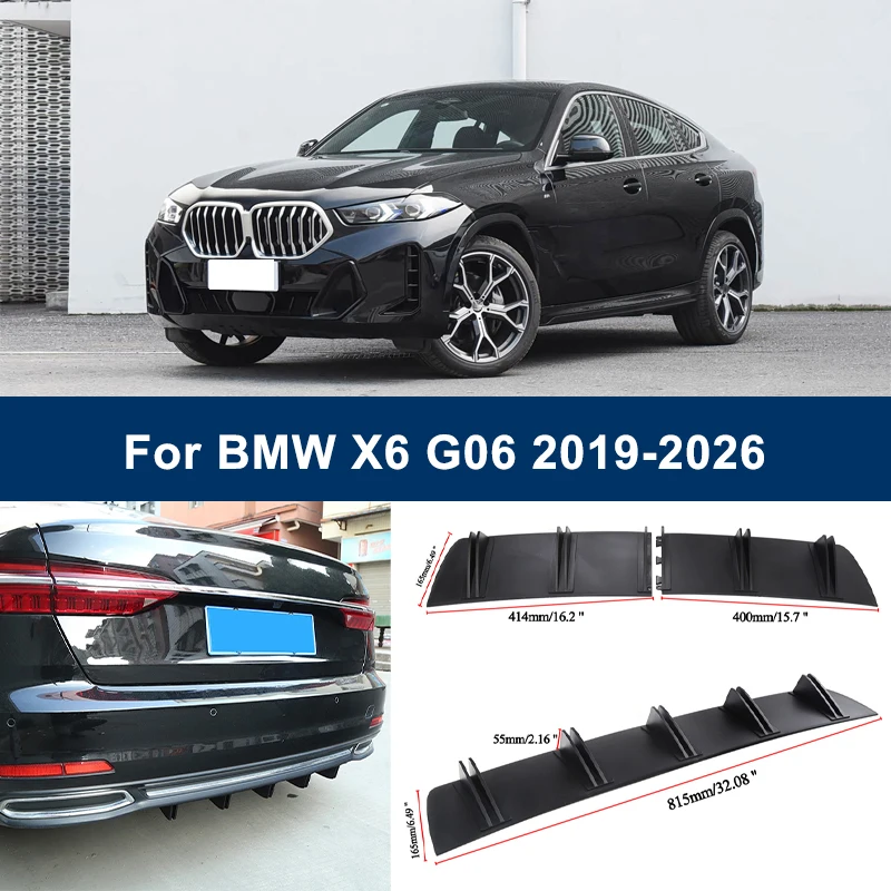 

2-Segment Shark Fin Rear Diffuser For BMW X6 G06 2019-2026 2020 2021 2022 Rear Bumper Lip Splitter Chassis Spoiler Tuning Parts