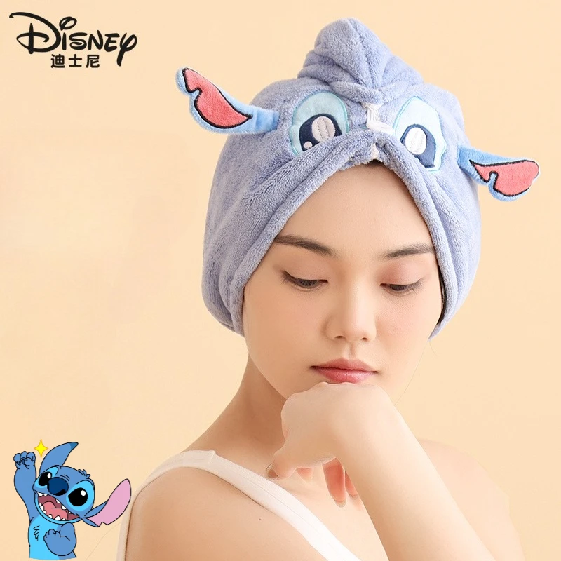 

Disney Stitch Cartoon Cute Dry Hair Cap Creative Kawaii Female Home Water Absorbent Thick Dry Hair Bath Cap Gift Wholesale