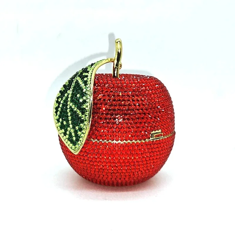 Jewelry  Apple Fruit Crystals Evening Clutch Bags Women Gems Shoulder Bags Bling Diamond Metal Clutch Purses Wedding Party Purse