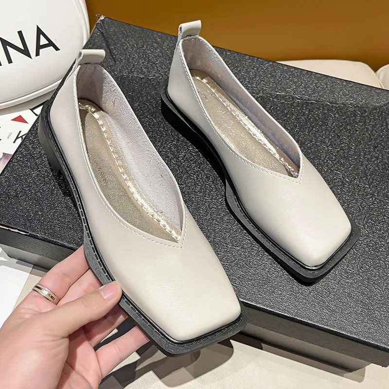 

Square Toe Women Shoes Low Pumps Simple Leather Woman Loafers Elegant Mary Janes Shoes for Women Fashion Summer Ladies Sandals