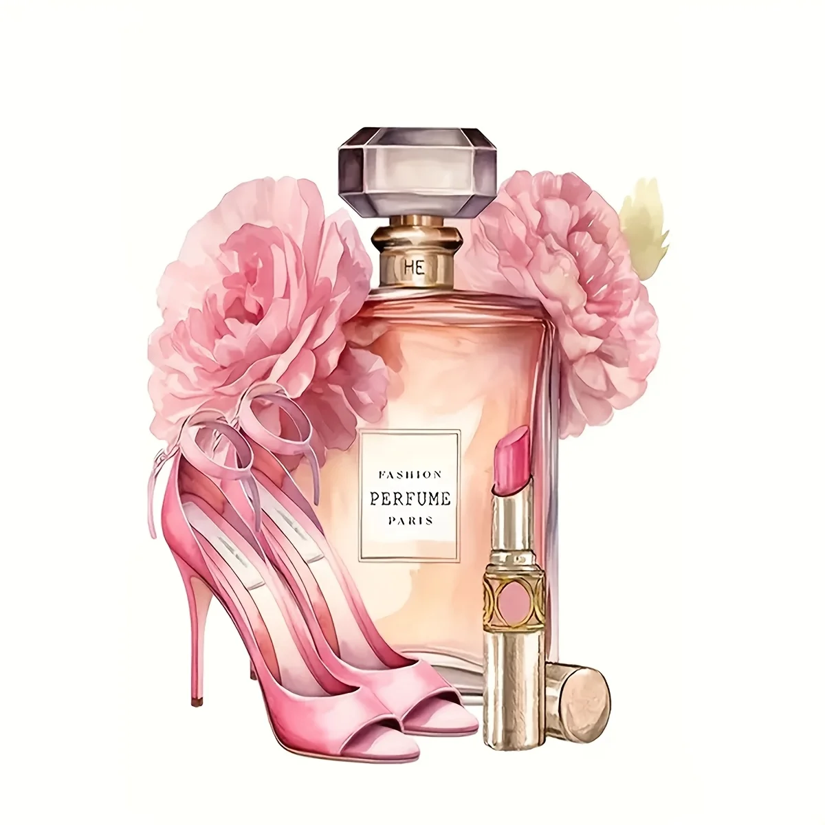 زوج واحد من تصميم الكعب العالي والعطور وأحمر الشفاه - مثالي لديكور غرفة النوم والحمام. هدية مثالية لعشاق الموضة #2