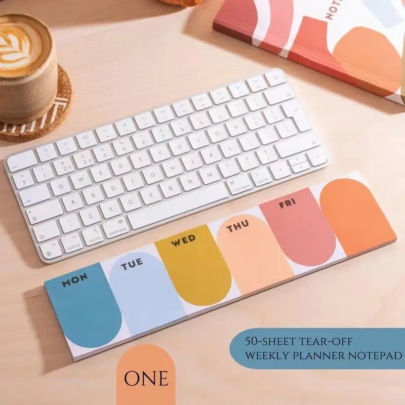 50 Sheet Weekly Planner Tear Off Notepad Rainbow Color Daily Schedule Memo Pad To Do List For Office Study Work Planning