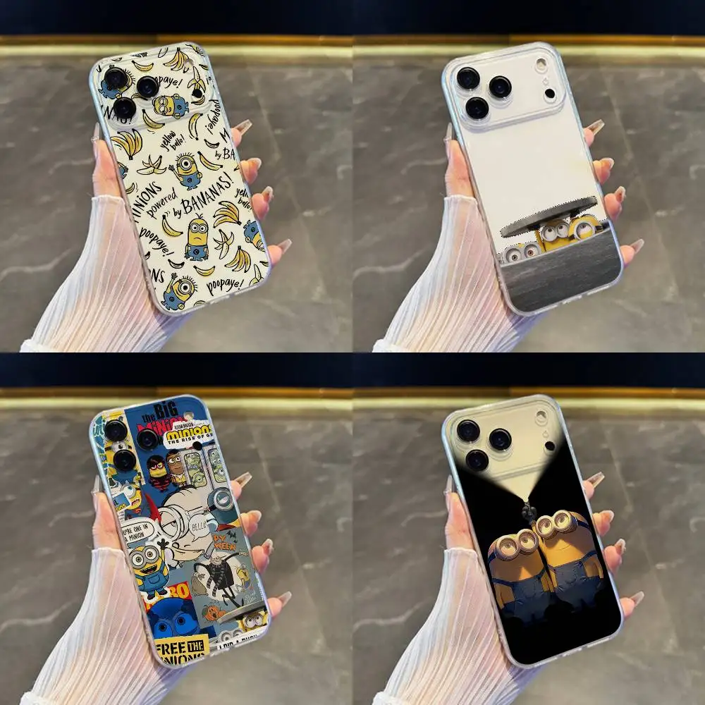 C-desenho animado fofo m-minions-s capa de telefone para iphone 17,16,15,14,13,12,11 pro, max, plus, x,xs, xr, se4, e mini capa macia transparente