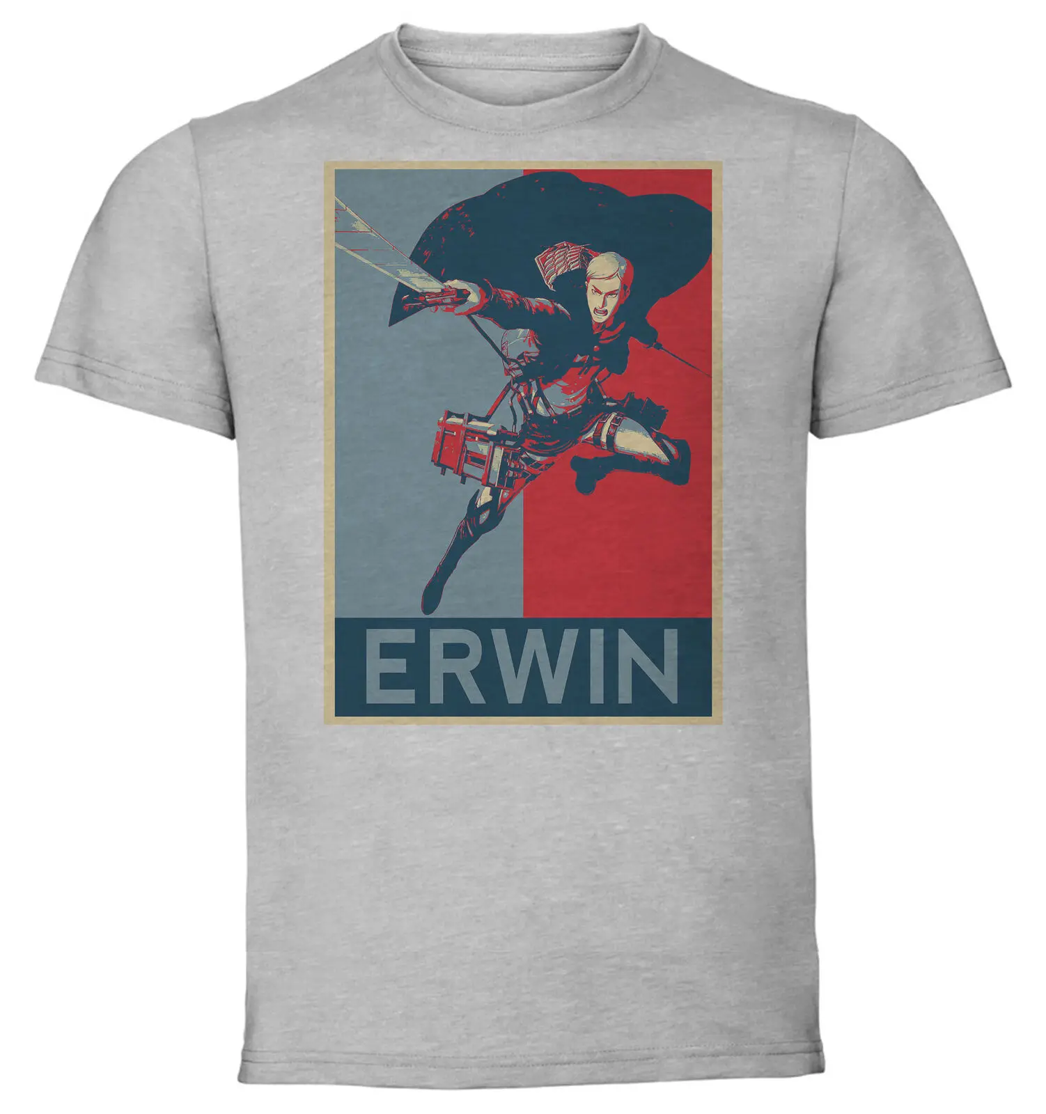 Gray T-Shirt - Grey Knit - Propaganda Attack On Titan - Erwin Smith-