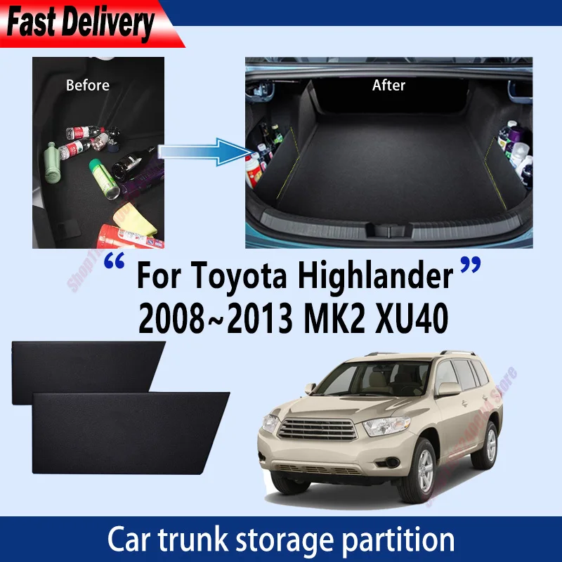For Toyota Highlander 2008~2013 2012 Trunk Storage Partition Multifunction Storage Auto Interior Parts Organizer