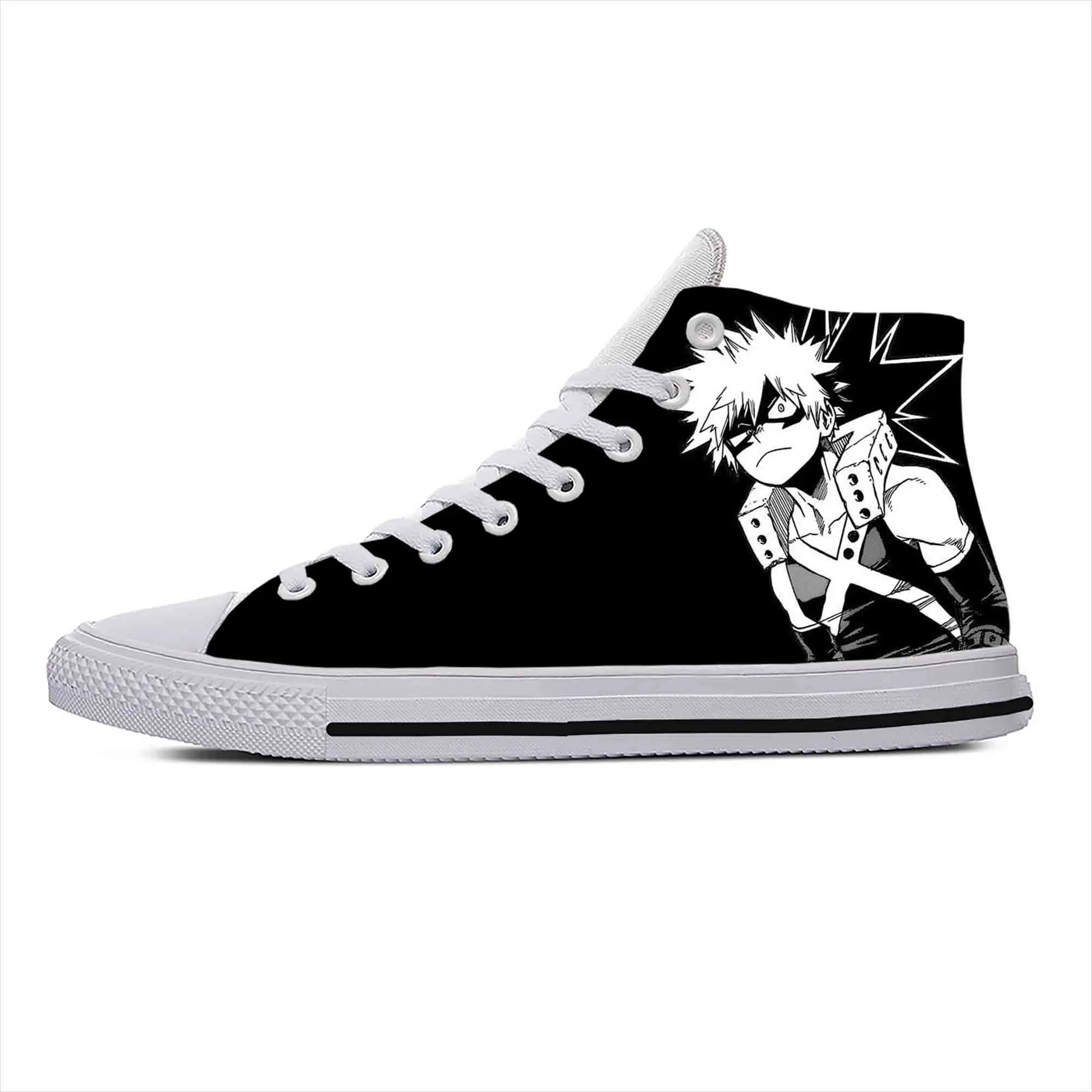 Hot Anime Manga My Hero Academia Bakugou Katsuki Casual Cloth Shoes High Top Comfortable Breathable 3D Print Men Women Sneakers