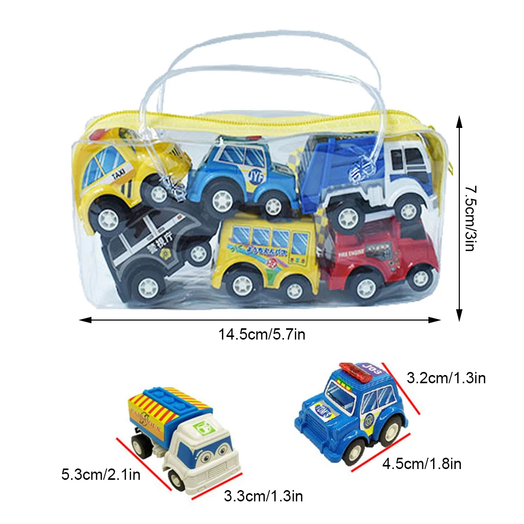 6Pcs/pack Mini Pull Back Cars Toy Plastic Car Model Funny Kids Vehicle Car Model Toy Children Wheels Set Cool Birthday Gifts