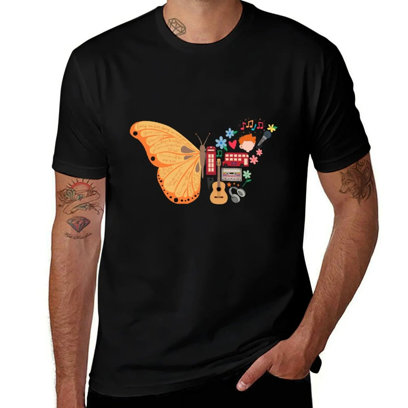 Camiseta de Ed Sheeran con diseño de mariposa, Inglaterra, guitarra, de rendimiento, Dry Fit