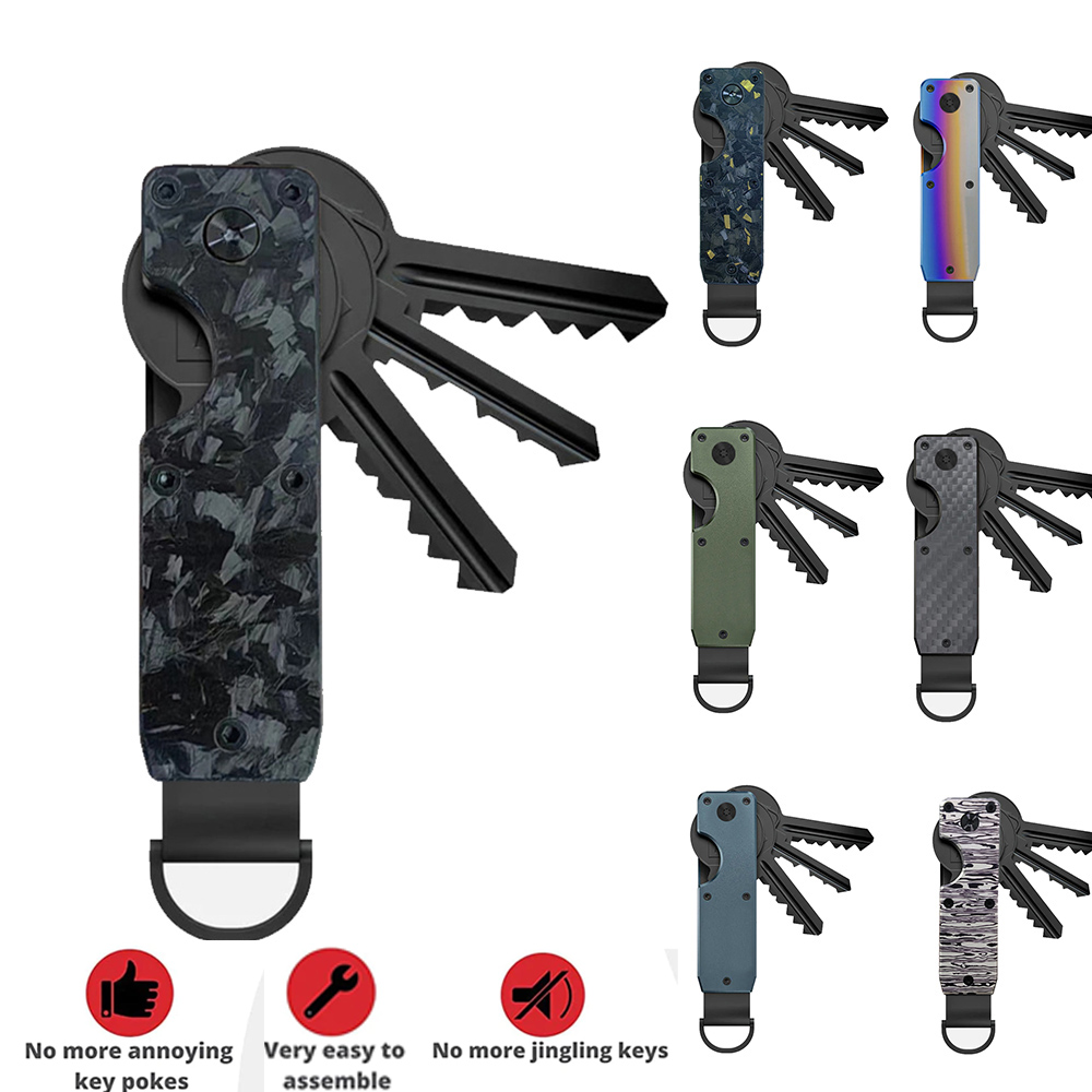  Key Organizer Compact Holder Metal Key Chain Minimalist key case holder for keychain Secures 1-5 Keys 