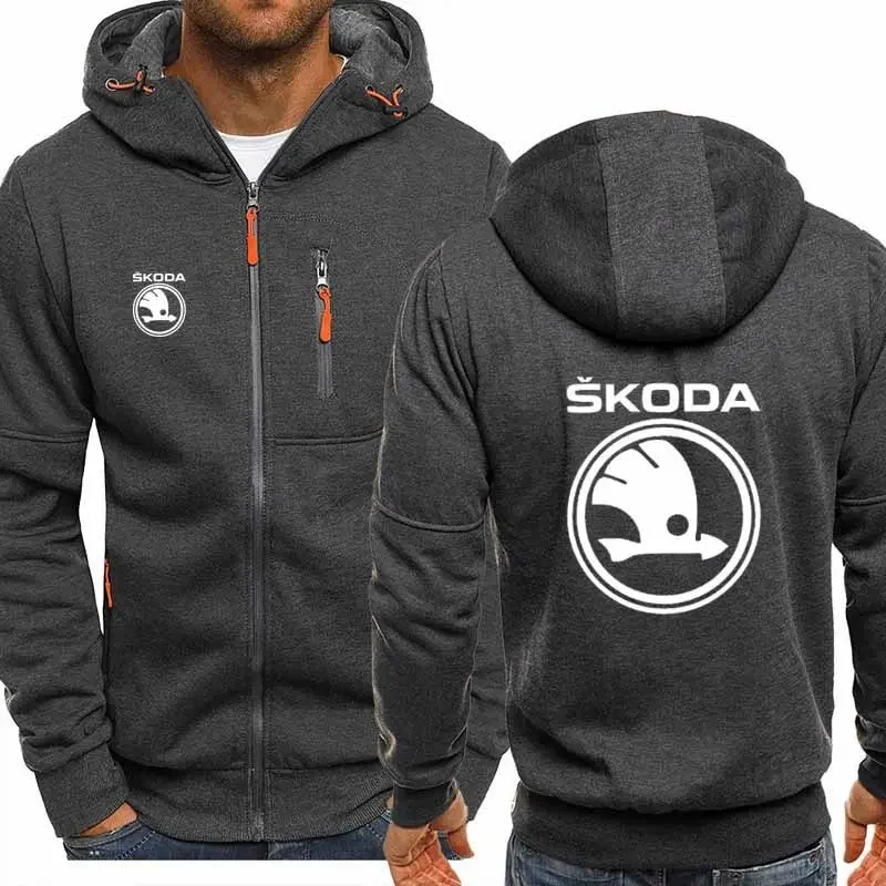 2023 New Spring Autumn Skoda Hoodied Men's Fashion Long Sleeve Zipper Cotton Hip-Hop Harajuku Hoody Casual Jacket