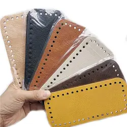 Oval Long Bottom For Knitted Bag PU Leather Bags Accessories Handbag Base Handmade With Holes Solid Color DIY Crochet Bag Bottom