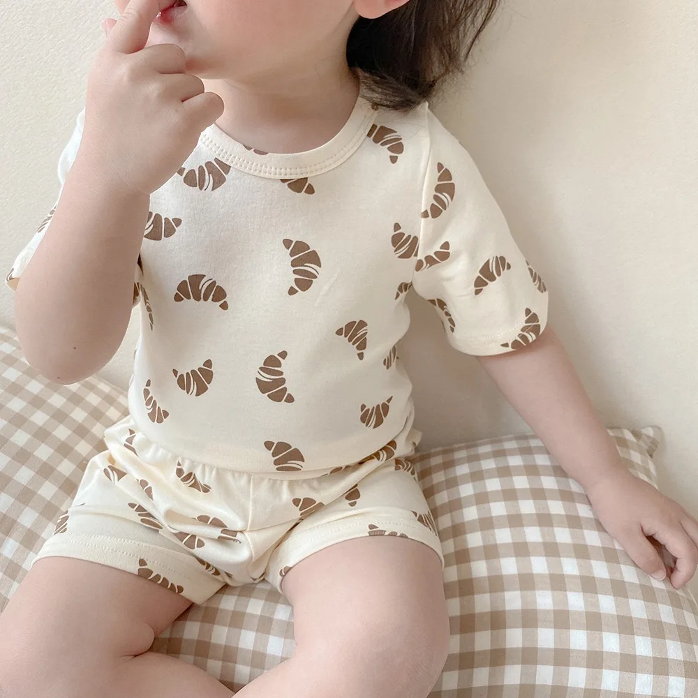 Boys Girls Summer Outfits Clothes Baby Cotton Short Sleeves Shirt Shorts Suits Children Top+Pants Sets 2pcs 0-7T