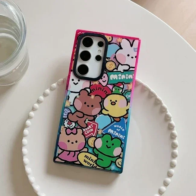 Cat Animal Colorful Border MagSafe Acrylic Protective Case for Samsung Galaxy S22 U S23U S24 Ultra S24+ Plus Shell