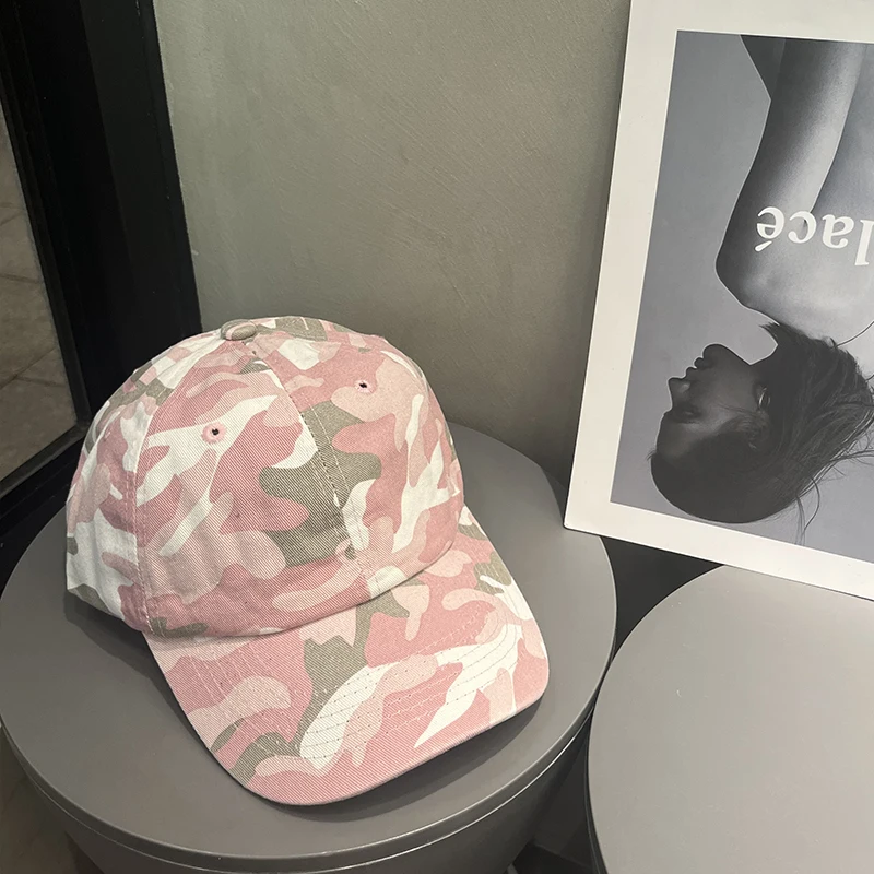 Niche Retro Camouflage Tactical Baseball Cap Female Big Head Circumference Couple Versatile Sunscreen Cap Male Face Small Tide