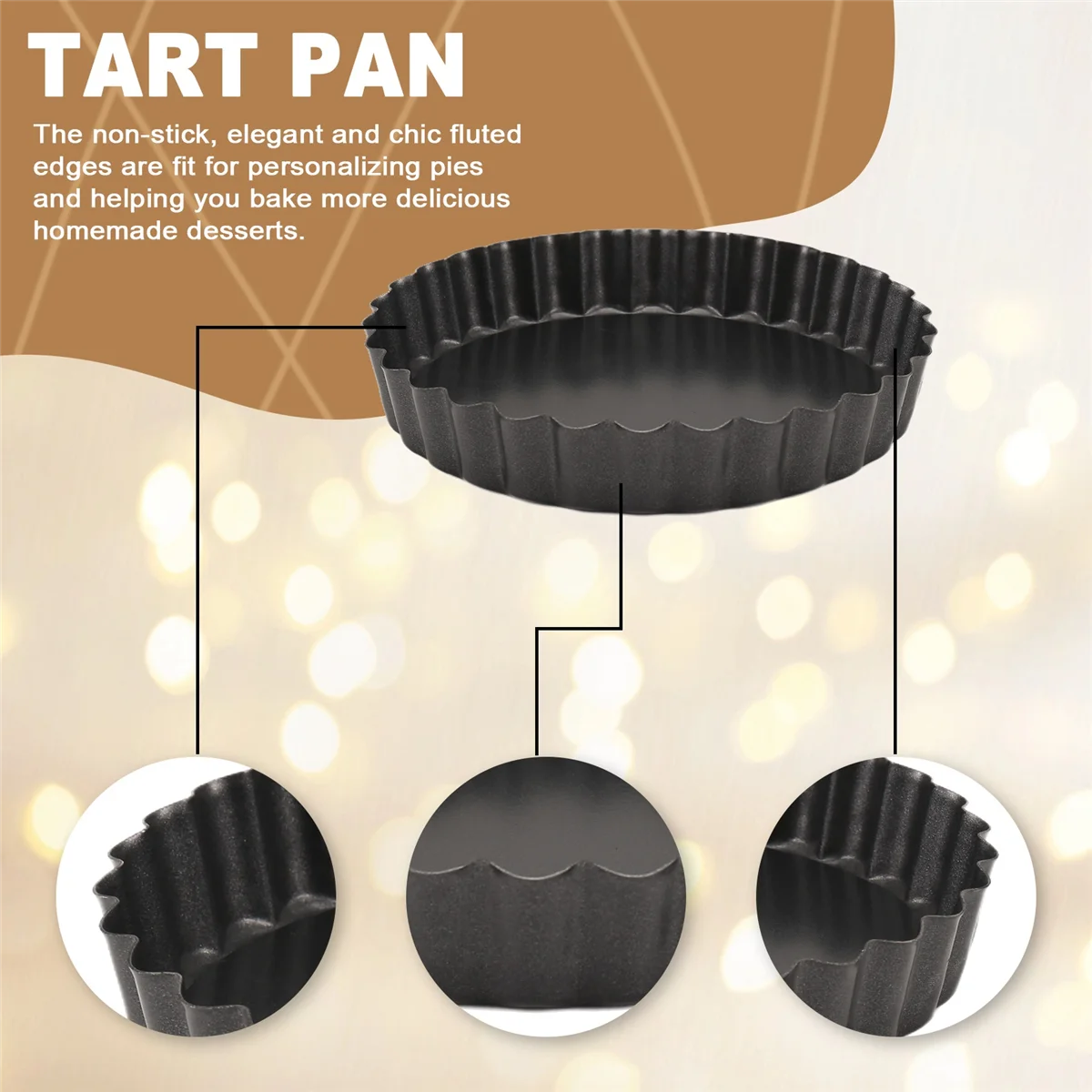 

A56X 6 Pack 5 Inch Mini Tart Pans with Removable Bottom Round Nonstick Quiche Pan, Heavy Duty Fluted Side Pie Tart Molds
