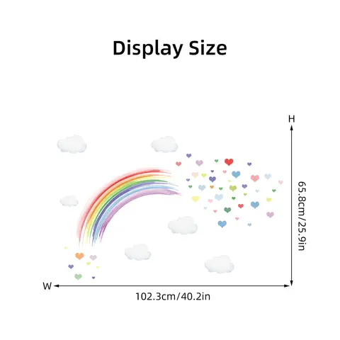 1 पीस वाटरकलर कार्टून इंद्रधनुष मल्टी-कलर हार्ट पैटर्न वॉल स्टिकर बच्चों के कमरे बेडरूम सजावट वॉल डीकैल होम डेकोर के लिए 8 best sales इंद्रधनुष दीवार स्टिकर - №7