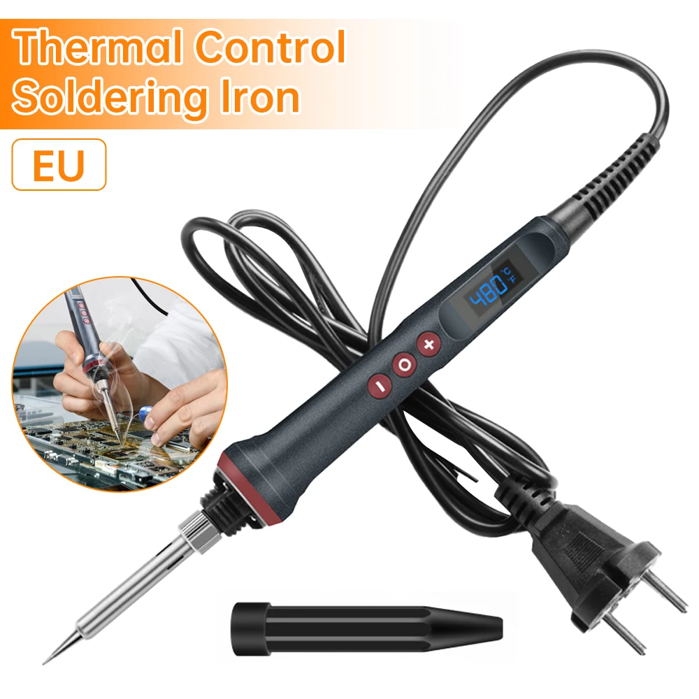 

AC110V/220V 90W Electric Soldering Iron PID Temperature Control 15min Automatic Sleep 180-480℃ Digital Display US/EU Plug