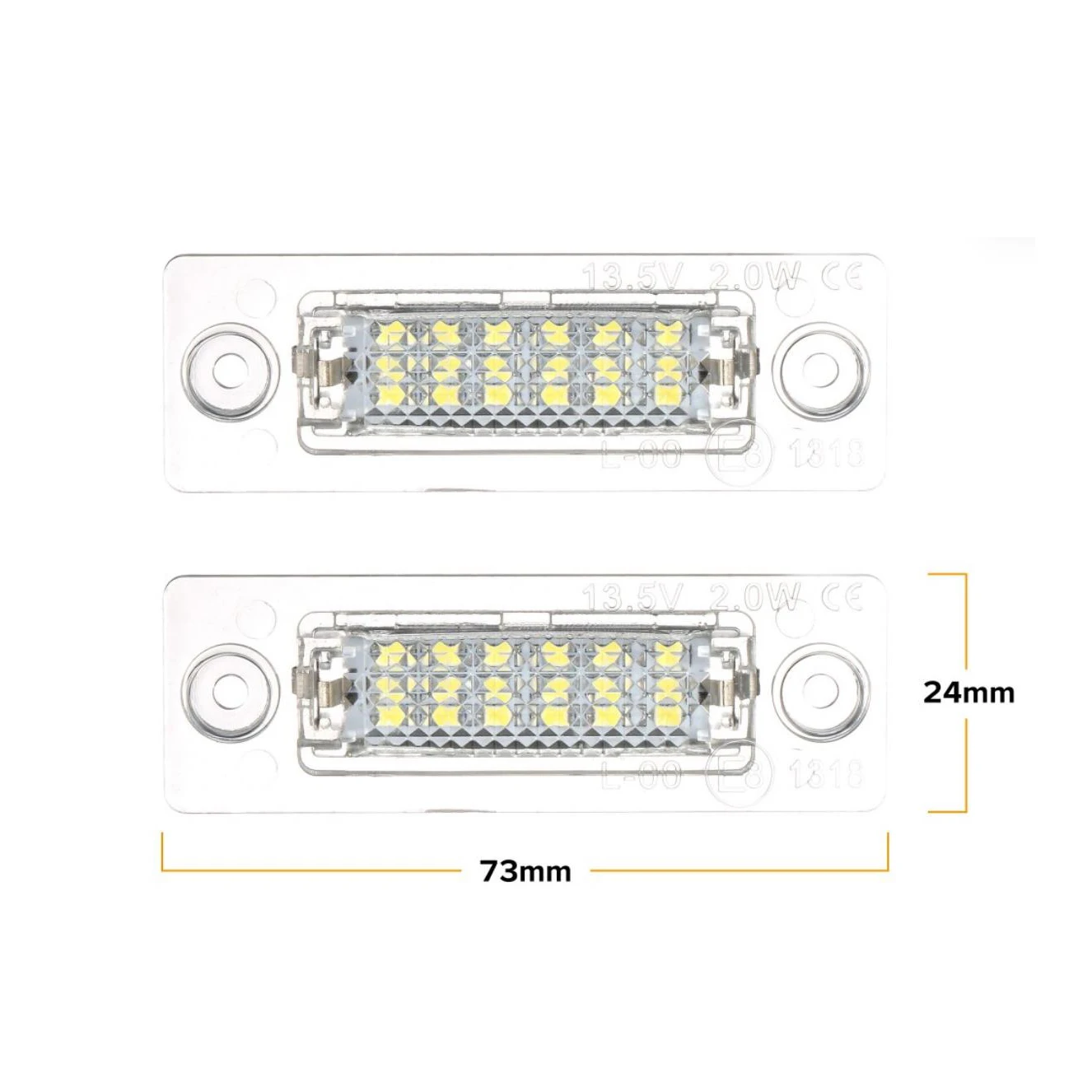 2pcs LED License Number Plate Light For VW Passat B5.5 B6 Transporter T5 Jetta Mk5 Touran MK1 Caddy Golf Plus Mk5 White CANbus