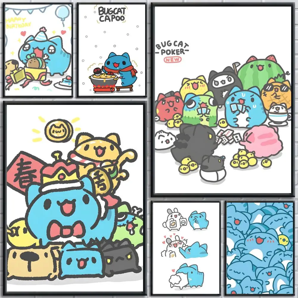 

Cute Cartoon B-Bugcat Capoo Poster Trendy And Easy-to-Apply Wall Art Stickers For Home Decor And Dorm Room Walls