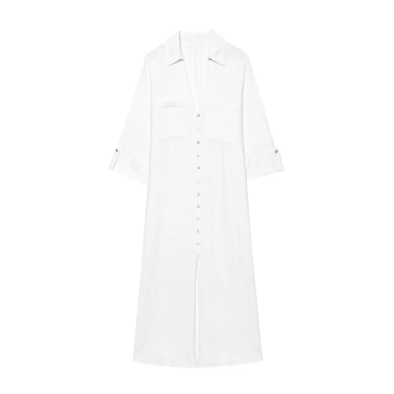 Women's Dress Fashion Shirt Style Collar Long Sleeve Long Shirt Side Split Style Summer New Dress