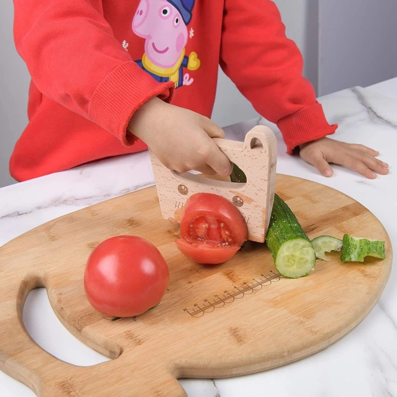 Safe Wooden Kids Knife Cooking Toy Simulation Knives Cutting Fruit Vegetable Children Kitchen Pretend Play Montessori Education