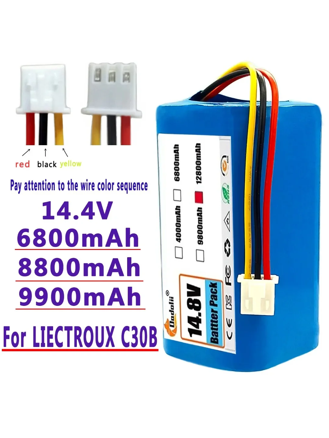 14.4V 12800mAh 18650 li-ion battery For LIECTROUX C30B XR500 E30 For PROSCENIC 800T 830P 820P 820T 820S Robot Vacuum Cleaner