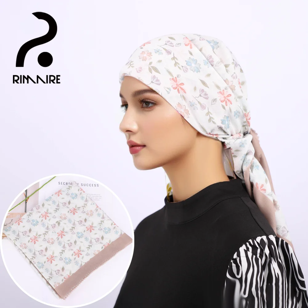 

RIMAIRE Fashionable Printed Headscarf for Women 110*110cm Square Scarf Breathable and Smooth Hijab Voile Hijabs for Hot Weather