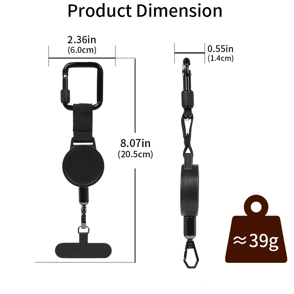 Image 3: Lanière de sécurité Stra, support de téléphone antivol rétractable pour Smartphone avec mousqueton, harnais Anti-chute pour randonnée, cyclisme, escalade