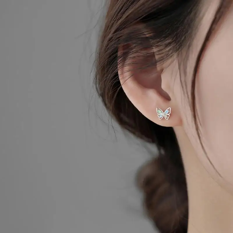 20G Women Stud Earrings With Bling Clean Zircons Butterfly Design Fashion Classcial Delicate