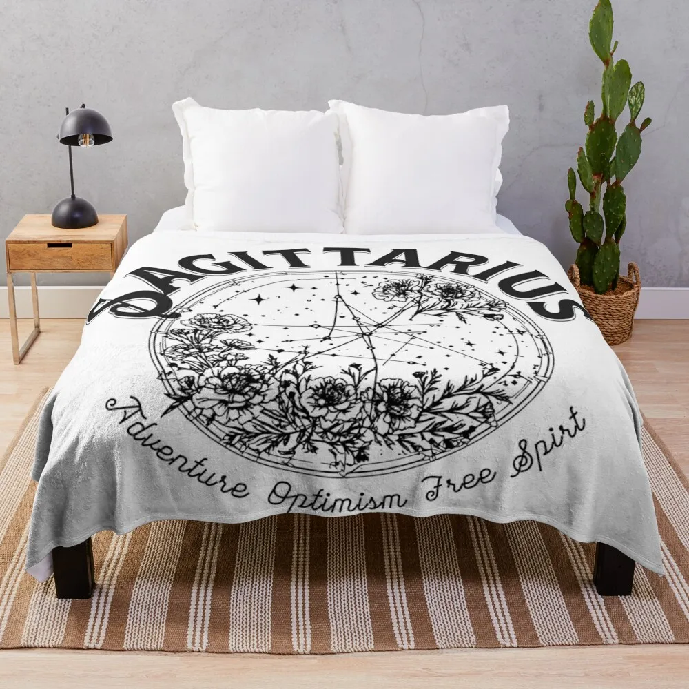 Sagittarius and Carnations Throw Blanket Polar halloween christmas gifts Picnic Blankets