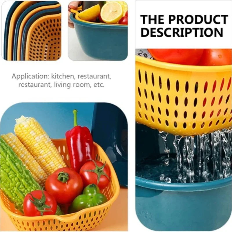 Reusable Kitchen Sink Vegetable Drainer Fruit Basket for Fruit Washing Plastic Basin Vegetable Washing Basin Drain Basket Basin view 3