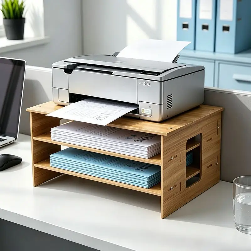 Space‑Saving Printer Riser Stand Multifunctional Storage Shelf Tabletop Copier Organizer Rack Office Workstation Arrangement