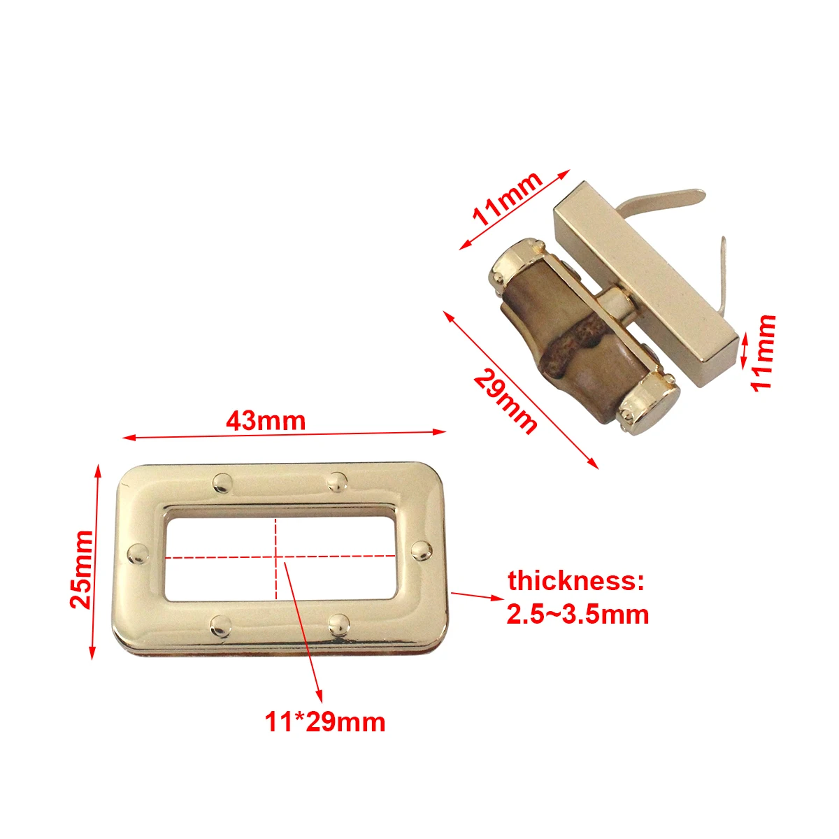 1 pz metallo moda girare blocco di bambù comune Twist Lock chiusura artigianale in pelle borsa da donna borsa a tracolla borsa Hardware fai da te