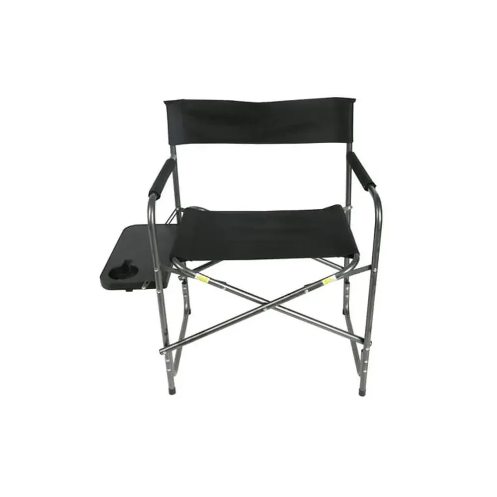 

Ozark Trail Camping Chair with Side Table Lightweight Foldable Steel Frame 600D Polyester Seat 400lb Capacity Carry Handle Black