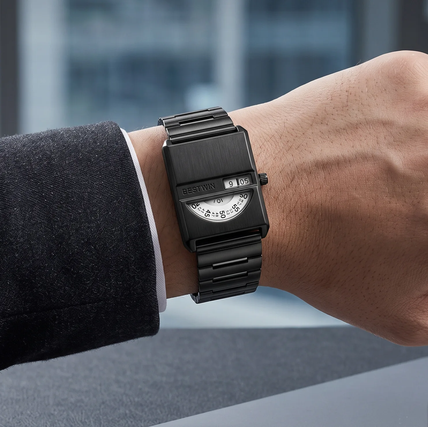 Watch For Men Luxury Simple High-end Trendy Digital Display Waterproof Steel Strip Male Fashion Quartz Clock Watches