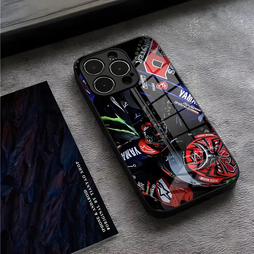 Fabio quartararo moto no.20 capa de telefone para iphone 15 pro max 14 pro 12 11 13 mini x xr xs 16 plus se capa traseira de vidro temperado
