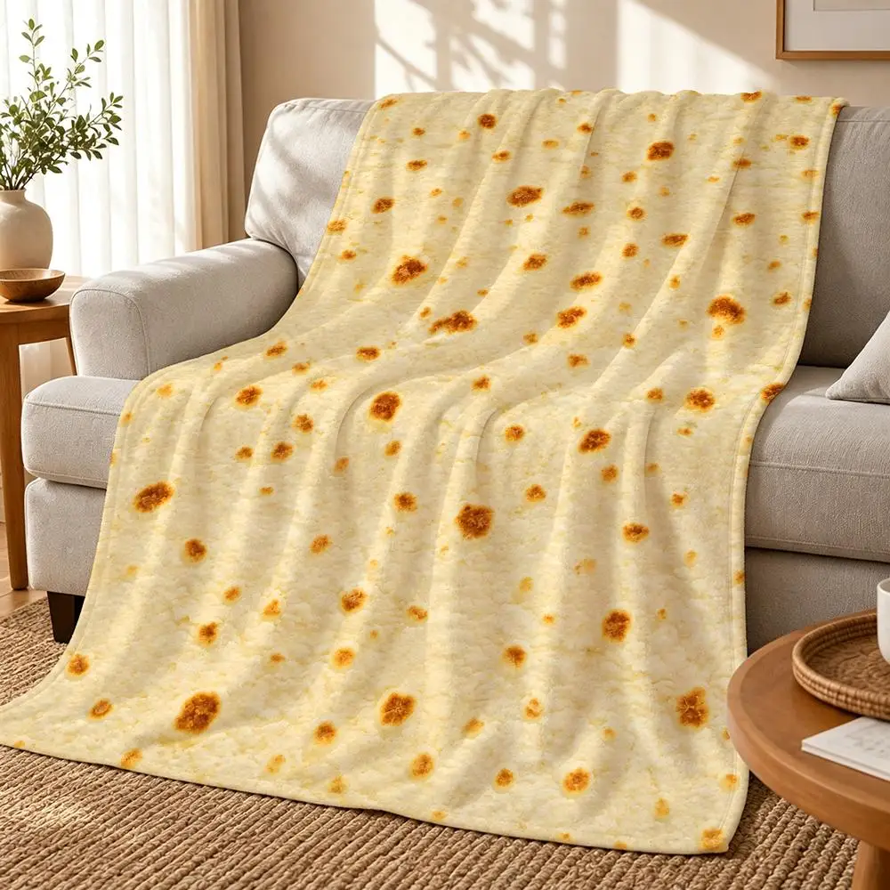 1pc Soft and Warm Mexican Tortilla Print Throw Blanket for Home Bedroom Bed Sofa Children's Soft Blanket Cute