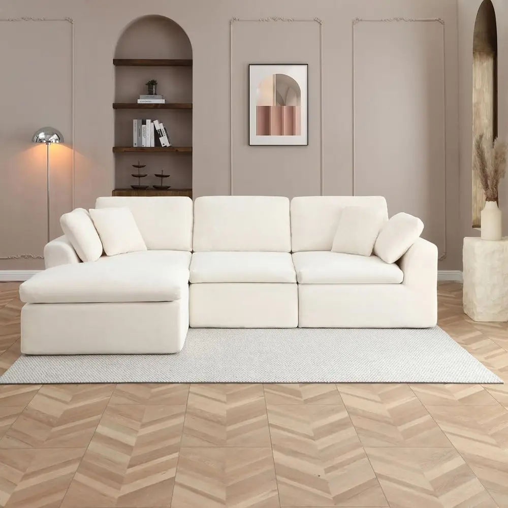 

Deep Seat Memory Foam L-Shape Couch with Ottoman, Convertible Sectional Sofa for Living Room, Upholstered, No Assembly Required