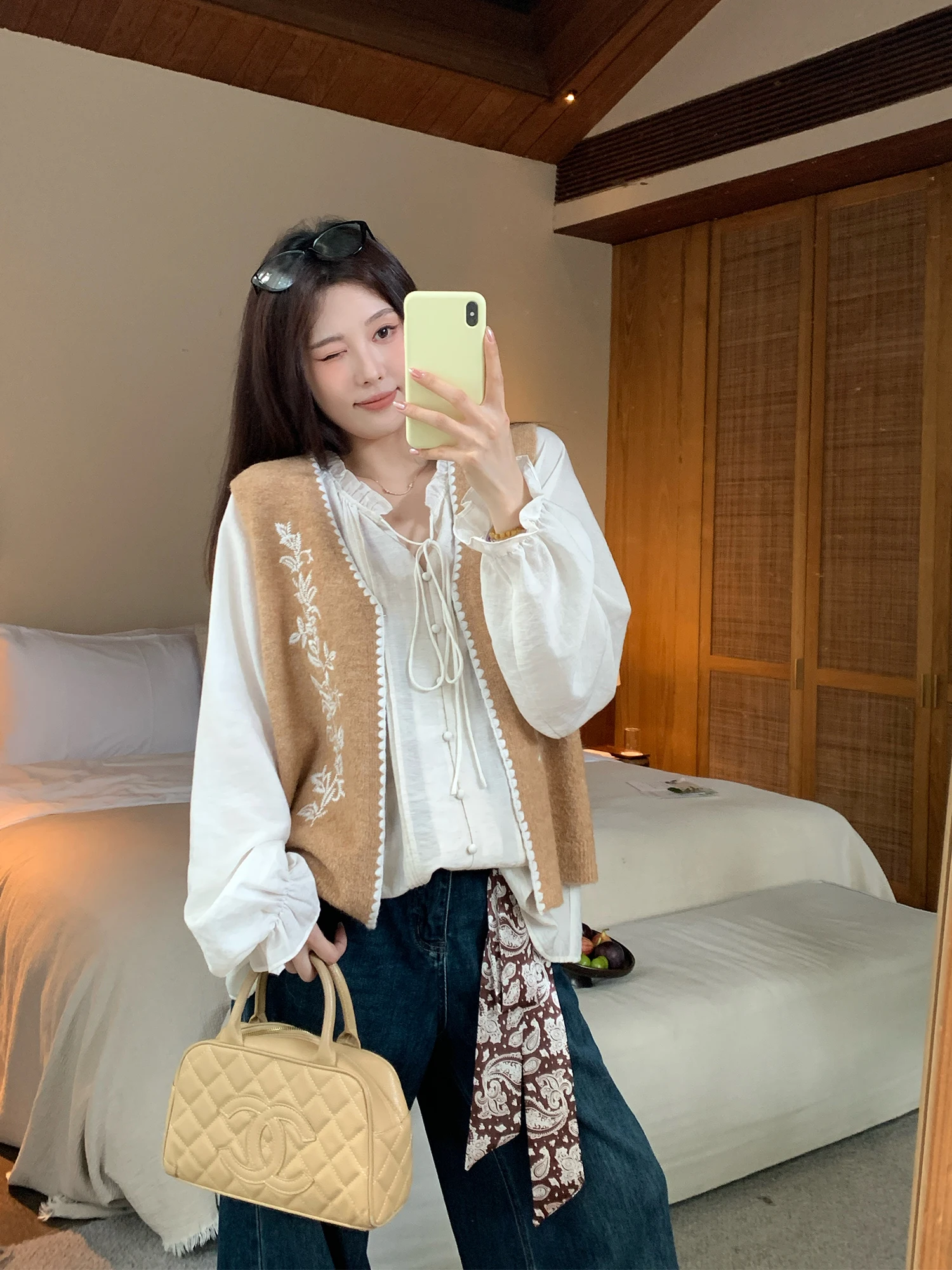 

Faionable Large Size Women's irt NAZ Linen Blend Bell Sve Tie Waist Design Breathable Long Sve Casual Top