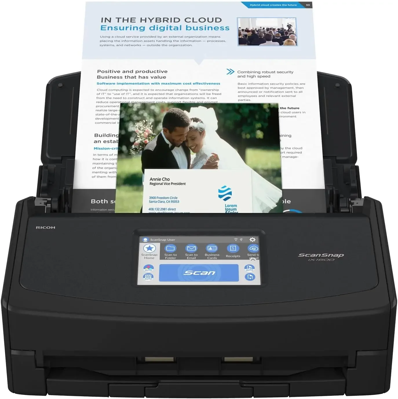 ScanSnap IX1600 High-Speed Wireless/USB Flatbed Scanner Cloud-Enabled Document Photo & Receipt Scanner for Mac or PC Black
