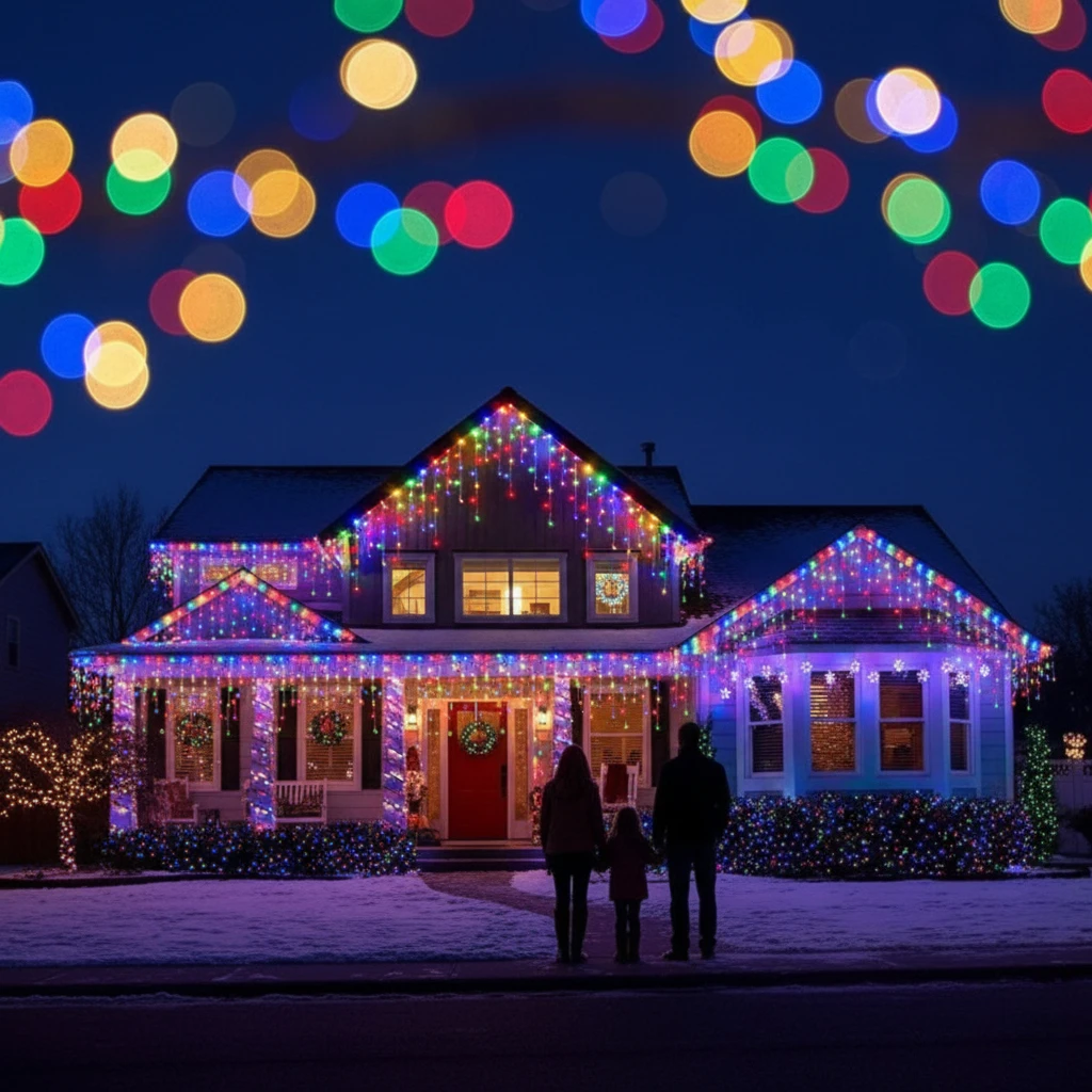 مقاوم للماء بالطاقة الشمسية LED سلسلة أضواء عيد الميلاد لون نابض بالحياة في الهواء الطلق حديقة ساحة ديكور مثالية للعرض الليلي للاحتفال بالعطلات